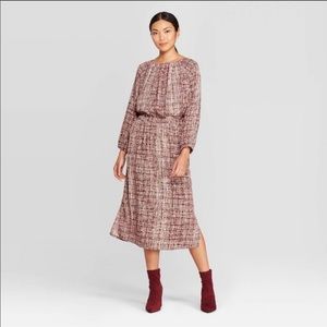 Prologue - Long sleeve crewneck midi dress (red)